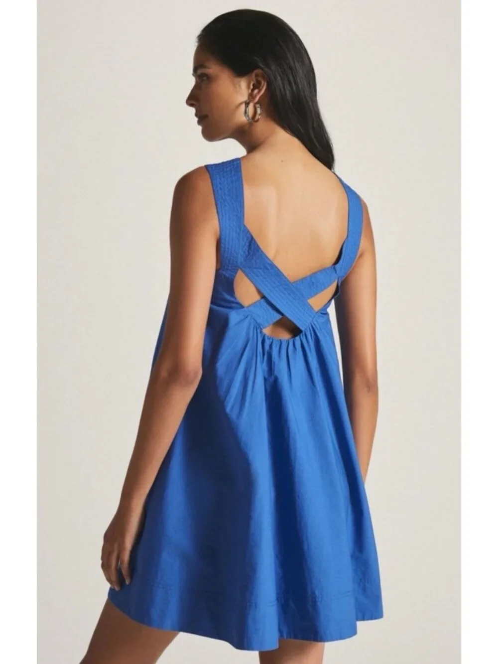 NWT Maeve by Anthropologie Cobalt Blue Pullover Crossback Mini Dress Small - Picture 4 of 9